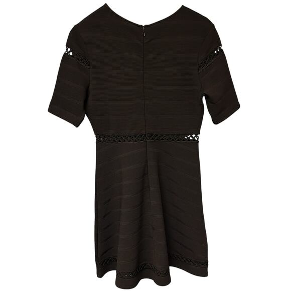 Topshop Dress Women’s 8 Black Openwork A-Line Short Sleeve Zipper Mini Dress - Picture 4 of 10